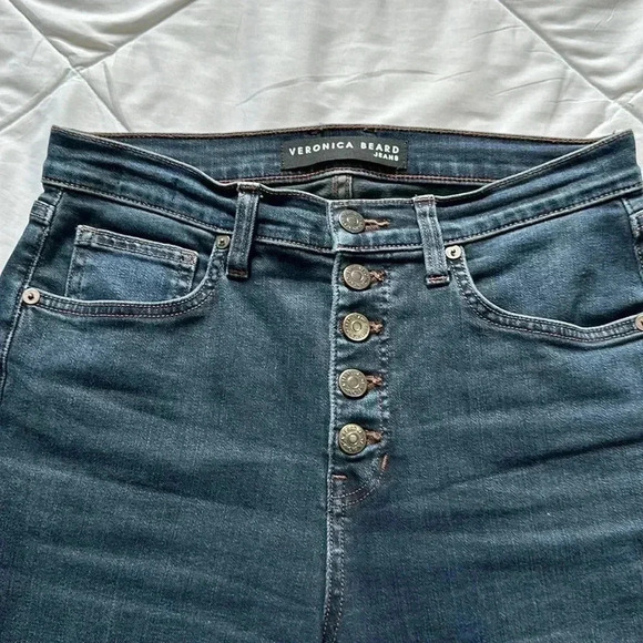 Veronica Beard Debbie skinny high rise jeans size 27 raw hem button fly - Picture 3 of 8